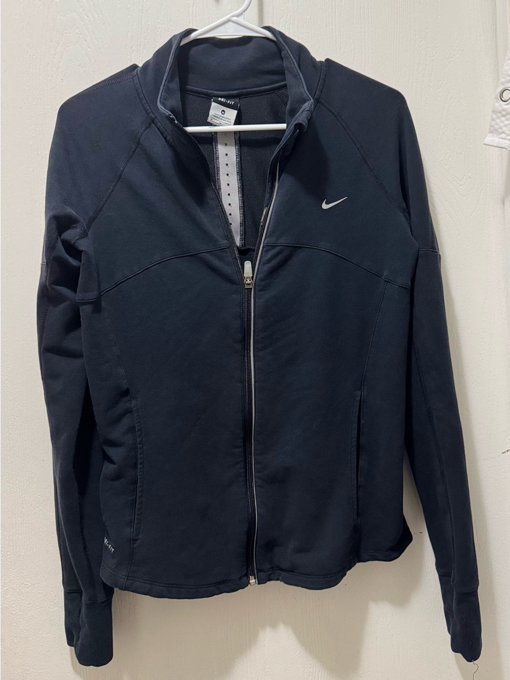Nike Black Zip-Up Performance Jacket with White Swoosh